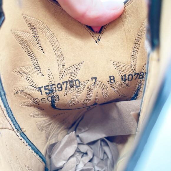 Lucchese 2000 Black Patent Leather Square Toe Gothic Western Cowgirl Boot size 7 - Picture 10 of 11